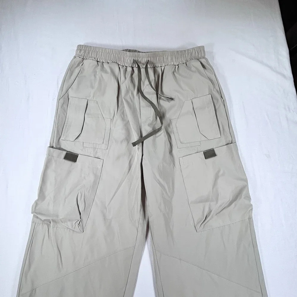 NWT COOFANDY Men's L Utility Straight Fit Cargo Pants Casual Khaki Drawstring - Picture 3 of 11